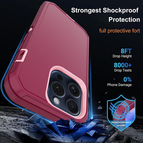 Annymall for iPhone 15 Pro Case with 2 Screen Protector,Shockproof Drop Protection Full Body Heavy Duty 3-Layer Military Rugged Durable Phone Cove...