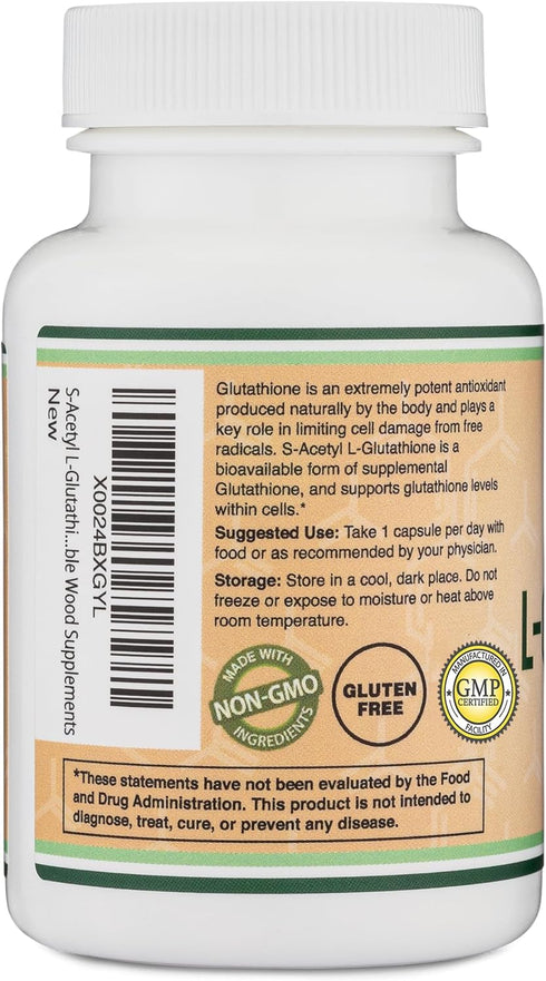 S-Acetyl L-Glutathione Capsules - 100mg, 60 Count (Acetylated Glutathione Antioxidant - More Absorbable Than Glutathione and Liposomal Glutathione...