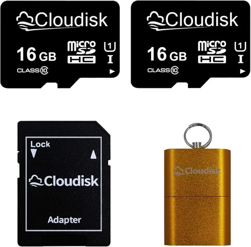 Pack of 2 Micro SD Card 16GB Flash Memory Card Micro SDHC with SD Adapter and Card Reader, C10, A1, U1, UHS-I (16 GB)...
