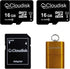 Pack of 2 Micro SD Card 16GB Flash Memory Card Micro SDHC with SD Adapter and Card Reader, C10, A1, U1, UHS-I (16 GB)...