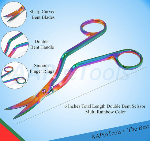 Rainbow Color Machine Embroidery Scissors 6" Large Double Curved Scissors - Stainless Steel Embroidery Supplies...