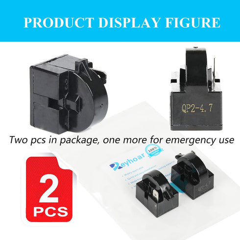 Reyhoar 2 Pcs QP2-4.7/ QP2-4R7 4.7 Ohm Refrigerator PTC Start/Starter Relay Replacement Part for Mini Fridges and Coolers (1 Pin)