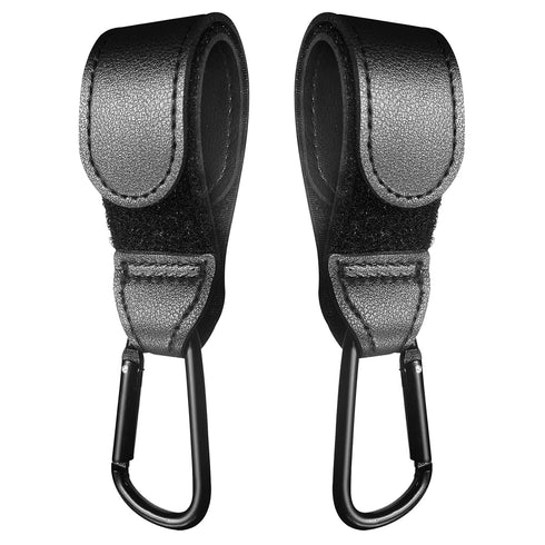 Baby Stroller Hooks for Hanging, 2 PCS Durable Leather Stroller Straps, Stroller Clips for Diaper Bags Pet Carts Grocery Shopping Bags, Mommy Hook...
