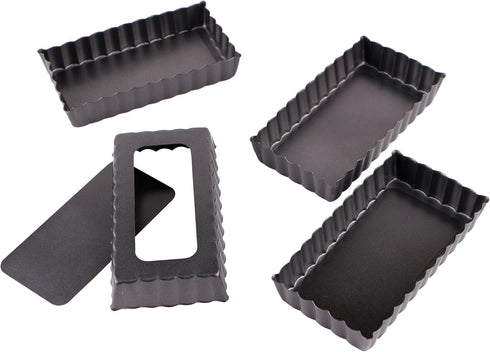 Webake 4 Pack Mini Tart Pans with Removable Bottom, Rectangular Baking Pan Non-Stick Cake Tin for Oven and Insta Pot Baking...