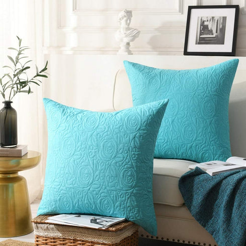 MarCielo 2 Pack Throw Pillow Covers Euro Sham Covers (26"X26", Teal)...