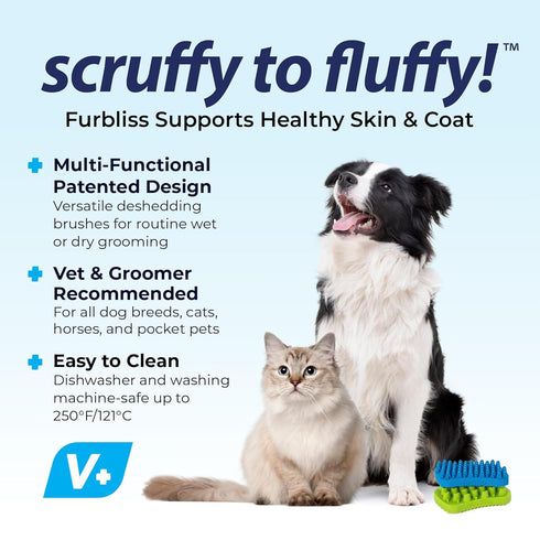 Furbliss Dog Brush for Small Dogs, Cats and Pets with Short Hair, Grooming Bathing Massaging Deshedding Multi-Functional Wet or Dry Silicone Brush...