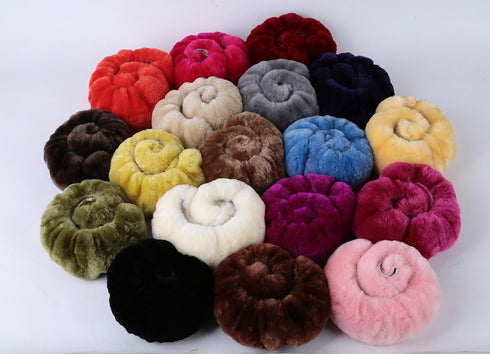 Fluffy Wool Car Steering Wheel Cover Genuine Sheepskin Steering Wheels Interior Accessories for Women Anti-Slip Universal for 15 inch (Wine red)...