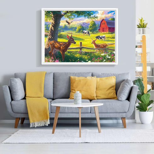 300 Pieces Puzzles for Adult Jigsaw Puzzle 300 Piece Puzzle Children Elderly Puzzle Deer Cow Farm Puzzle Gift for Mom Dad Family Friend Family Act...