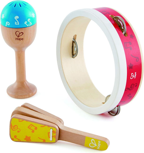 Hape Junior Percussion Set | 3 Piece Wooden Percussion Instrument Set for Toddlers, E0615...