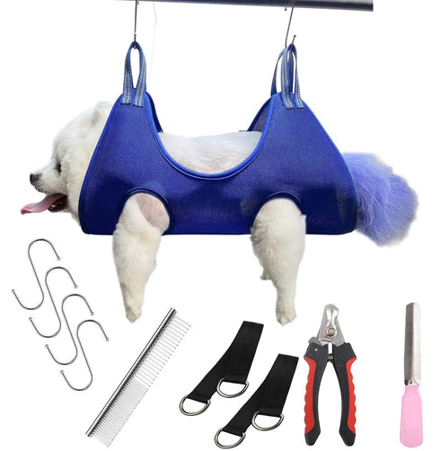 Pet Grooming Hammock Dog Cat Relaxation Grooming Sling Helper, Breathable Pet Grooming Hammock for Nail Trimming, Ear/Eye Car with Nail Clippers/T...