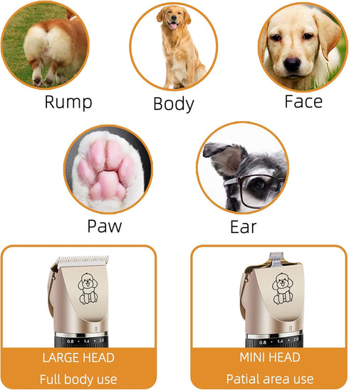 2 in 1 Pet Paw Hair Trimmer Electric Multi Dog Hair Clippers for Thick Coat Cordless Grooming Tool Kid Hair Clipper for Child Rechargeable for Med...