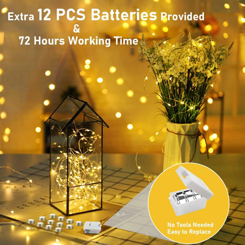 12 Pack Valentine's Day Fairy Lights Battery Operated, 3 Speed Modes, Extra 12 Batteries for Replacement, 7Ft 20 LED Mini String Light, Waterproof...