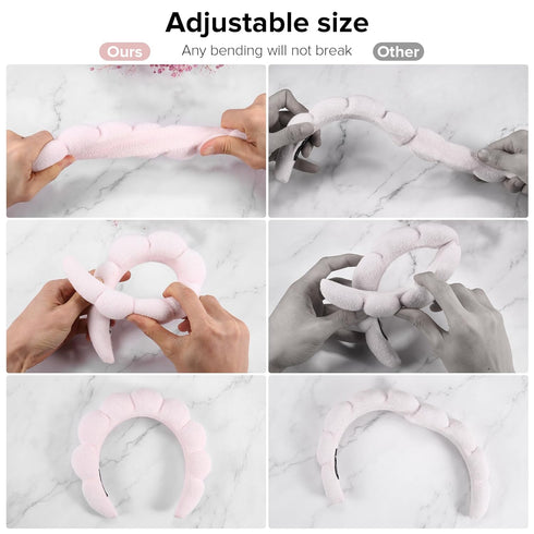 Spa Headbands for Washing Face or Facial, Set of 2 Skincare Headbands, Terry Cloth Headband Face Wash Headband Combo Pack - Puffy Makeup Headbands...