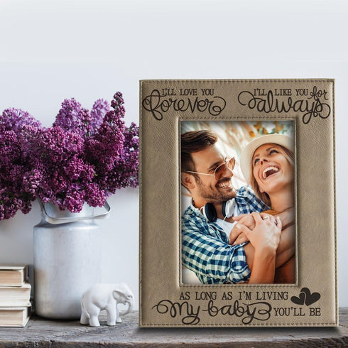 BELLA BUSTA - I'll love you forever, I'll like you for always, as long as I'm living, my Baby you'll be - Engraved Leather Picture Frame- Family N...