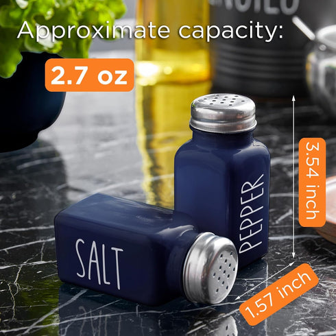 Navy Blue Salt and Pepper Shakers Set - Bivvclaz 2.7 oz Christmas Salt and Pepper Shakers, Blue Kitchen Decor and Accessories for Home Restaurants...