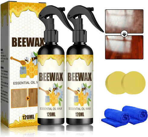 2PCS Natural Beeswax Spray,Beeswax Spray Cleaner,The Original Beeswax Spray Furniture Polish And Cleaner,Beeswax Polish Spray Used to care for liv...
