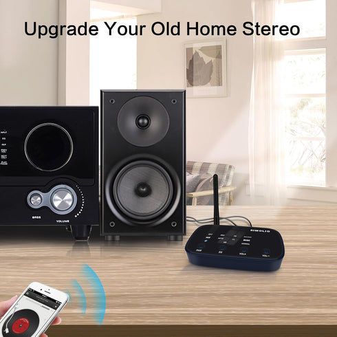 SIMOLIO Long Range HD Bluetooth Receiver for Home Stereo w/EQ & VOL Control, aptX Low Latency Bluetooth 5.0 Adapter Stereo Receiver for Music Stre...