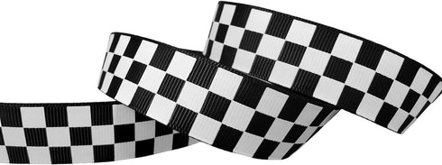Black Grosgrain Ribbon White Checkered Printed, 7/8 Inch 10Yards...