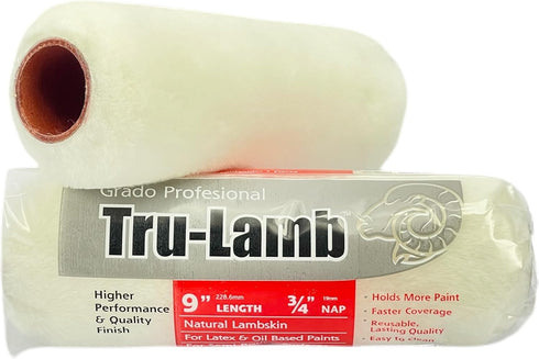 Tru-Lamb - 100% Natural Lambskin Professional Paint Roller (9 x 3/8" - 3 Pack)...