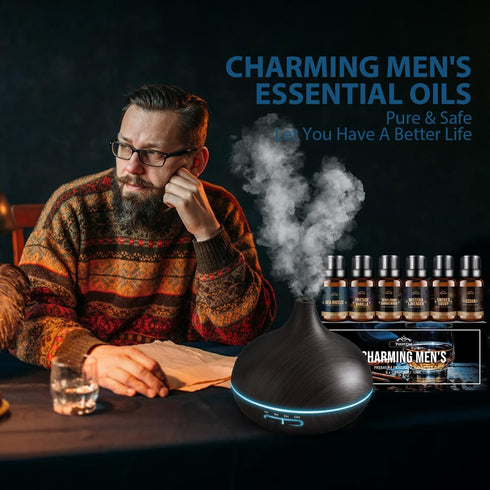 Fragrance Oil, Charming Men's Set Diffuser Oil for Home, Soap & Candle Making Scents, Aromatherapy Essential Oils -Sea Breeze, Fireside Vanilla, C...