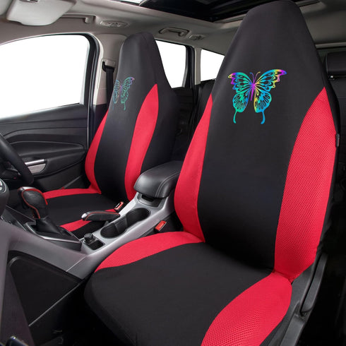 Outlet Red 3D Air Mesh Front Seat Covers,Reflective Colorful Butterfly Bucket Seat Covers,Airbag Compatible,High Back Seat Covers for Women Girl,U...