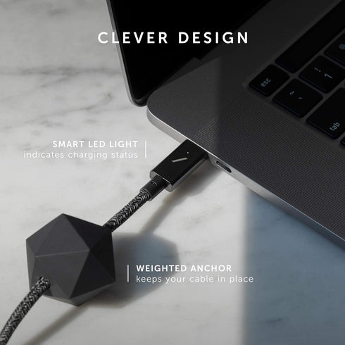 Native Union Type-C Desk Cable – USB-C to USB-C 8ft Ultra-Strong Non-Slip Charging Cable with Anchor Weight Compatible with iPhone 15, MacBook Pro...