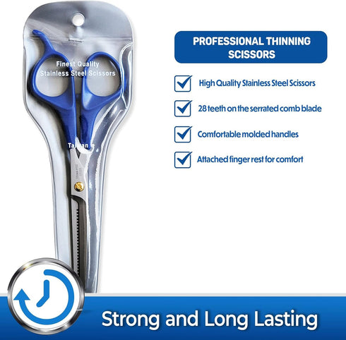 PET MAGASIN Pet Thinning Shears - Professional Thinning Scissors with Toothed Blade - Blue...