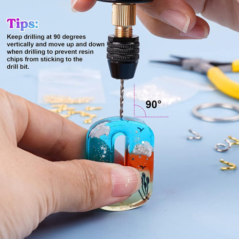 LET'S RESIN Electric Resin Drill, 74Pcs Hand Drill Supplies with 3-Jaw Clamp-Applicable to A Larger Drilling Range (0-3mm), Grip Nose Pliers, Keyc...