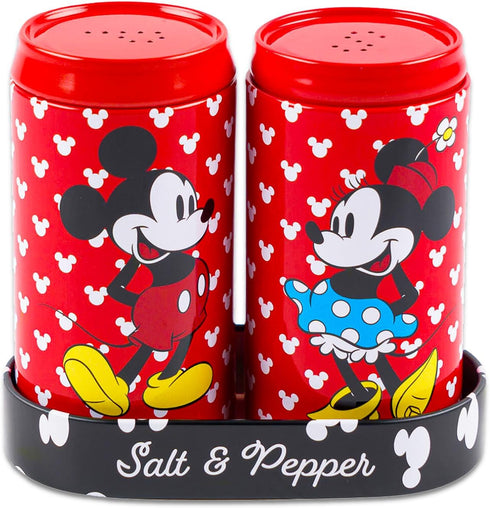 Mickey Mouse Kitchen Accessories - Mickey and Minnie Kitchen Accessories Bundle Includes Red Mickey and Minnie Salt and Pepper Shakers Plus Sticke...