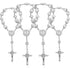 Saint Benedict Car Rosary 4 Pcs White Rearview Mirror Auto Rosary Hanging Personalized Car Cross Blessing Catholic Car Medal for Truck Bike Motorc...