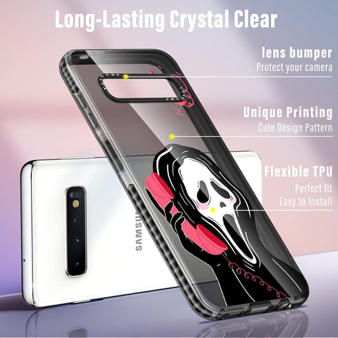 Toycamp for Samsung Galaxy S10 Plus Case, Cute Funny Skull Skeleton Design for Women Girls Boys Teens for Galaxy S10 Plus Cases, Cute Cartoon Blac...