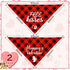2 Pieces Valentines Day Dog Bandana Buffalo Plaid Valentine Scarf Red Black Checked Puppy Bandanas Personalized Dog Bandana Custom Dog Bandana for...