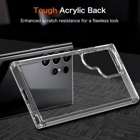 Cover for Samsung Galaxy S24 Ultra Case, Non-Yellowing Hard PC Back, Slim Thin Soft Edge Shockproof Phone Case Accessories for S24 Ultra, Clear...