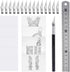 Craft Hobby Knife Exacto Knife with 15 Pcs Stainless Steel Blade Kit, 1pcs Steel 15CM Ruler and Carving Pattern Description Paper, hobby knife for...