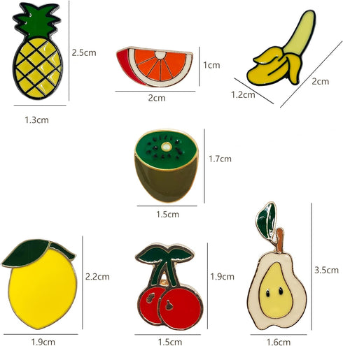 16PCS Cute Fruit Pin Set Strawberry Avocado Peach Pineapple Banana Cherry Brooch Cartoon Badge Lapel Backpack Scarf Decoration...