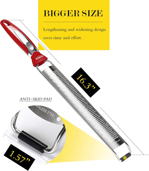 Ourokhome Kitchen Lemon Zester, Stainless Steel Hand Held Parmesan Cheese Grater for Ginger, Chocolate, Coconut, Lime, Nutmeg, Citrus, Fruit, Vege...