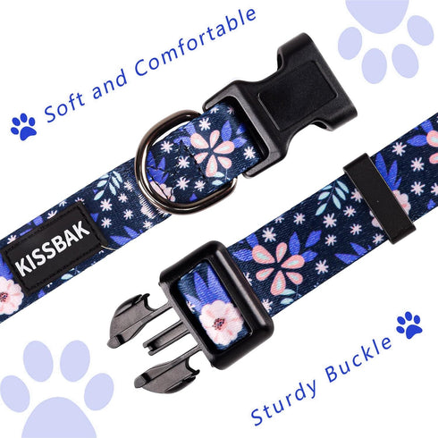 KISSBAK Dog Collar for Medium Dogs - Special Design Cute Girl Dog Pet Collar Soft Adjustable Fancy Floral Girl Puppy Dog Collars (M, Pineapple Flo...