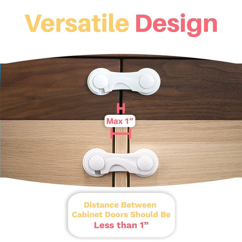 Inaya 6-Pack Child Proof Locks for Cabinet Doors, Pantry, Closet, Wardrobe, Cupboard, Drawers - 3M - No Drilling - Child Safety Locks for Cabinets...