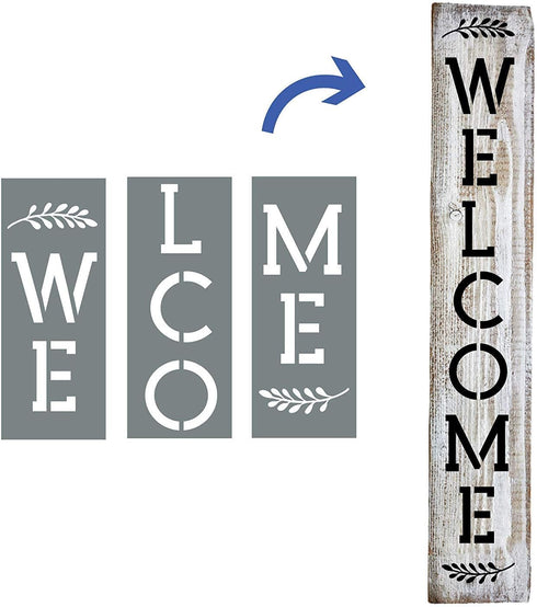 Large Vertical Welcome Sign Stencils for Painting on Wood and More - Create Beautiful Wood Signs with This Large Welcome Stencil – Set of 3 Indivi...