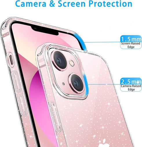 JJGoo Compatible with iPhone 13 Case, Clear Glitter Soft TPU Shockproof Protective Bumper Cover, Sparkle Bling Sparkly Cute Slim Women Girls Phone...