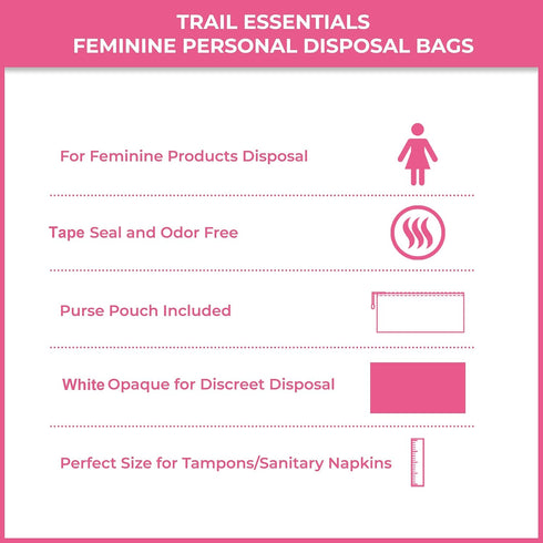 Feminine Personal Disposal Seal Bags- 100 White Opaque Seal Bags for Sanitary, Discreet Disposal for Tampons, Pads, and Liners (Black)...