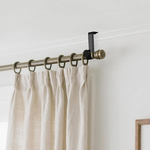 4 Pack Ceiling Curtain Rod Bracket Heavy Duty Single Curtain Rod Holders for 1 Inch Drapery Holder for Living Room Bedroom Black...