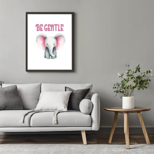 Posterizer 1 pcs-be gentle-cute elephant quote-Kids Room Art-Motivational & Inspirational Art-Gift for Daughter, Son, Kids-decor for nursery toddl...
