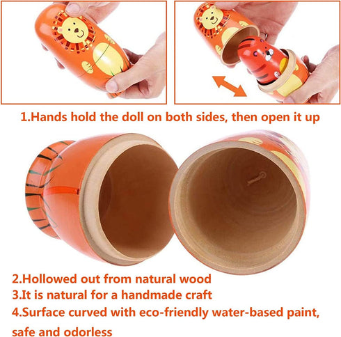 Maxshop Nesting Dolls for Kids - Russian Wooden Stacking Nested Set 5 Pieces Handmade Toys for Children Christmas Birthday Rome Decoration Hallowe...