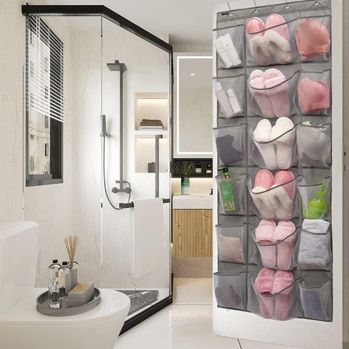 Over The Door Hanging Shoe Rack Organizer 18 Pockets Organizer with 6 Extra Large Mesh Pockets for Shoe Holder Storage (18 Pockets)...