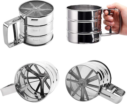 Flour sieve stainless steel material manufacturing,Coffee Sieve Cup,Semi Automatic 2 Cup Sifter for Baking | Fine Mesh Pastry Sieve Cup....