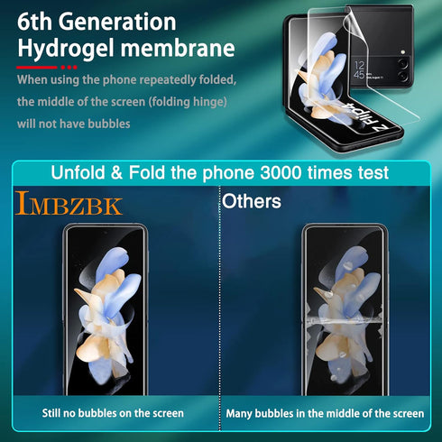 IMBZBK 9 in 1 for Samsung Galaxy Z Flip 4 5G Screen Protector, 3 Pack Inner Screen Flexible Film + 3 Pack Tempered Glass Back Screen Protector + 3...