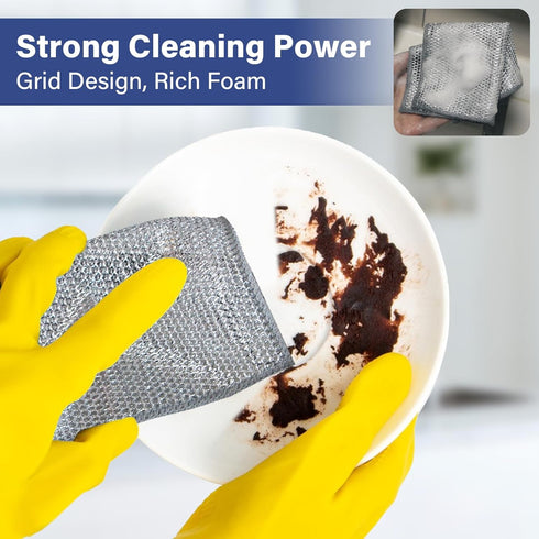6 Pcs Multipurpose Wire Dishwashing Rags, Multifunctional Anti-Scratch Wet and Dry Double-Layer Steel Wire Dishcloth, Reusable, Easy to Rinse, Sui...