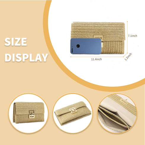Straw Clutch Purse for Women Designer Evening Handbag Summer Beach Shoulder Crossbody Bag...