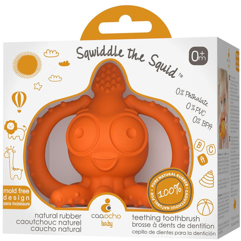 CaaOcho Pure Natural Rubber Teething Gum Massager Baby Toy & Bath Toy - Squid Teether for Babies, Sealed Hole, BPA Free Baby Toy, Hole Free Molar ...